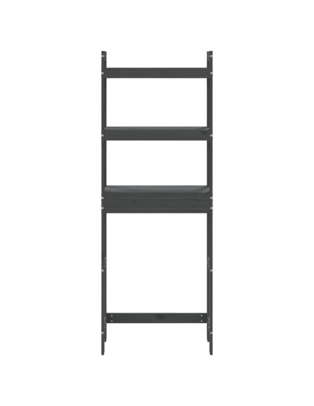 Rastrelliera da Bagno Grigia 63x26x171 cm Legno Massello Pino