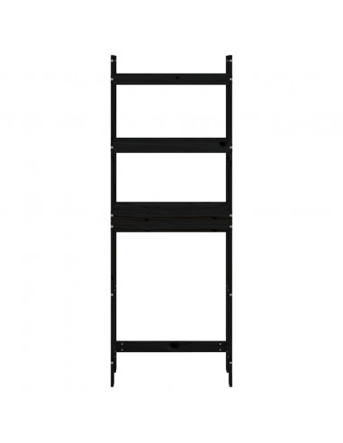 Rastrelliera da Bagno Nera 63x26x171 cm Legno Massello Pino