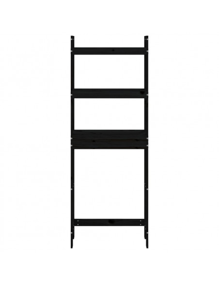 Rastrelliera da Bagno Nera 63x26x171 cm Legno Massello Pino