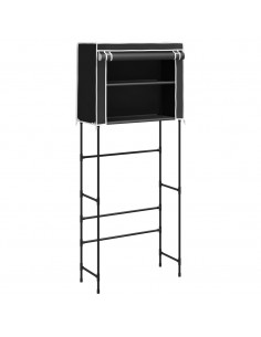 Rastrelliera per Lavatrice 2 Livelli Nera 71x29,5x170,5cm Ferro