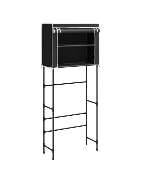 Rastrelliera per Lavatrice 2 Livelli Nera 71x29,5x170,5cm Ferro