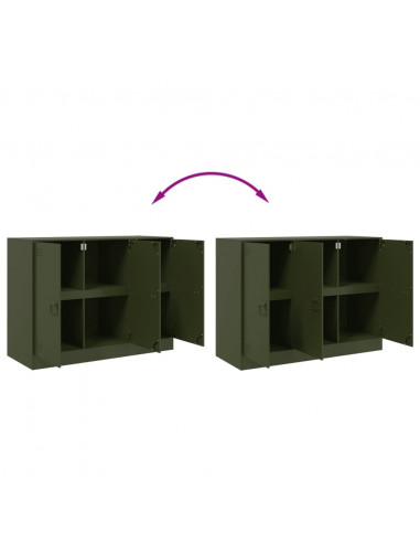 Credenza Verde Oliva 99x39x73 cm in Acciaio