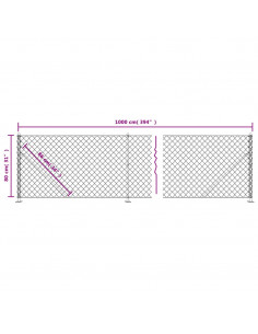 Recinzione a Rete con Flangia Antracite 0,8x10 m