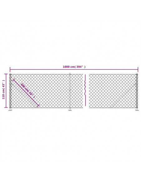 Recinzione a Rete con Flangia Antracite 1,1x10 m