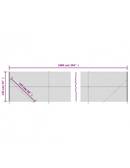 Recinzione a Rete con Flangia Antracite 1,4x10 m