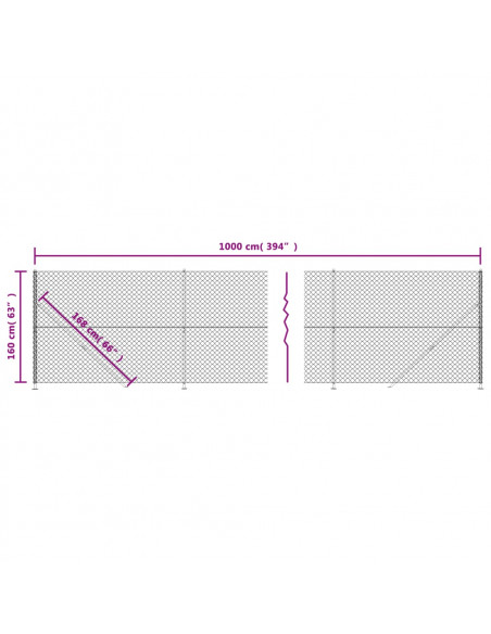 Recinzione a Rete con Flangia Antracite 1,6x10 m