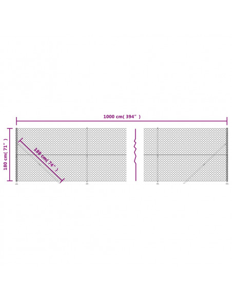 Recinzione a Rete con Flangia Antracite 1,8x10 m