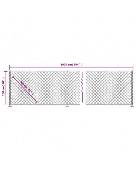 Recinzione a Rete con Flangia Antracite 1x10 m