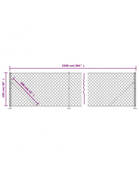 Recinzione a Rete con Flangia Antracite 1x25 m