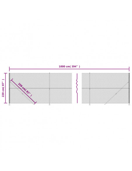 Recinzione a Rete con Flangia Antracite 2,2x10 m