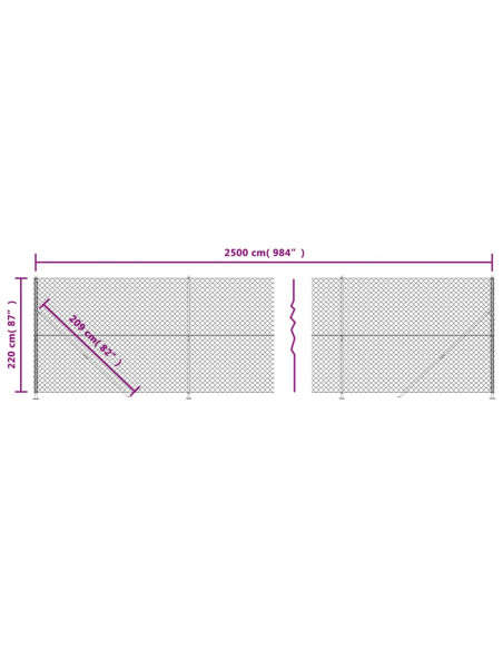 Recinzione a Rete con Flangia Antracite 2,2x25 m