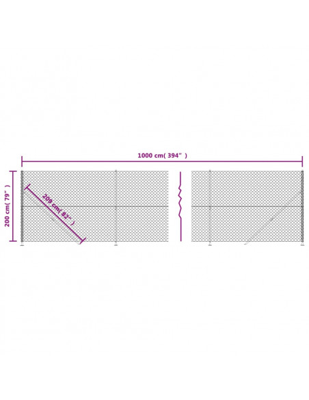 Recinzione a Rete con Flangia Antracite 2x10 m