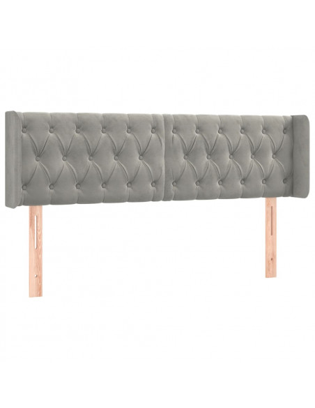 Testiera Grigio Chiaro a LED 147x16x78/88 cm in Velluto