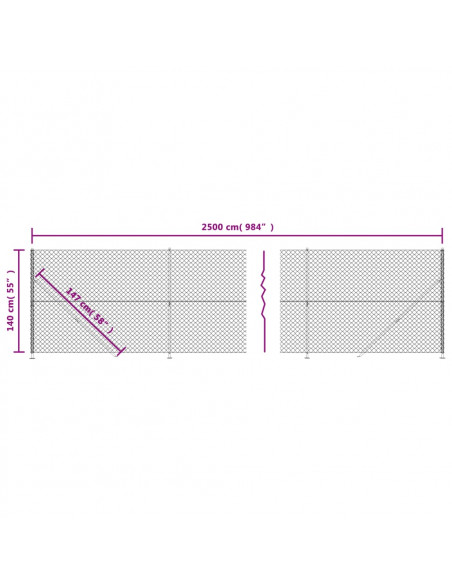 Recinzione a Rete con Flangia Verde 1,4x25 m