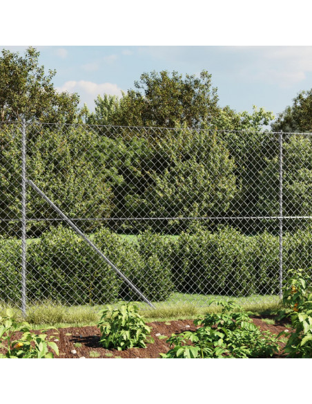Recinzione a Rete con Picchetti Ancoraggio Argento 1,6x25 m