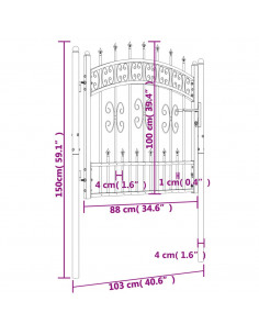 Recinzione Cancello con Punta a Lancia Nera 103x150cm Acciaio