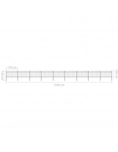 Recinzione da Giardino con Punta a Lancia 15,3x1 m Acciaio Nera