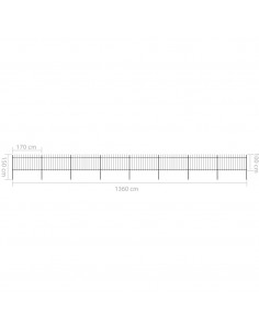 Recinzione da Giardino con Punta a Lancia Acciaio 13,6x1 m Nera