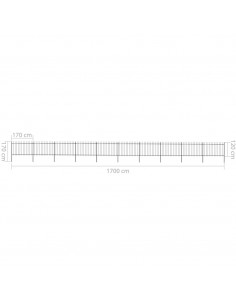 Recinzione da Giardino con Punta a Lancia Acciaio 17x1,2m Nera