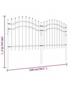 Recinzione da Giardino con Punta a Lancia Nera 140cm Acciaio