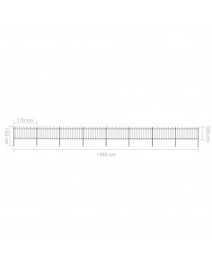 Recinzione da Giardino con Punta Tonda in Acciaio 13,6x1 m Nera