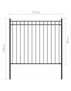 Recinzione da Giardino in Acciaio 1,7x0,8 m Nero