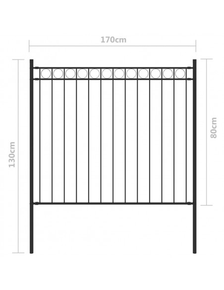 Recinzione da Giardino in Acciaio 1,7x0,8 m Nero