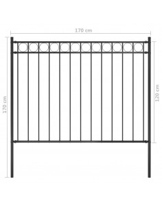 Recinzione da Giardino in Acciaio 1,7x1,2 m Nera