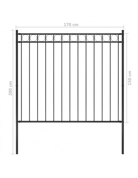 Recinzione da Giardino in Acciaio 1,7x1,5 m Nera
