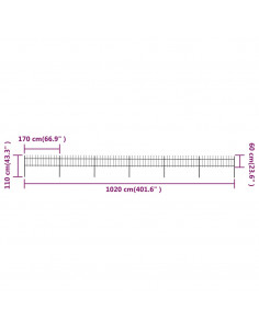 Recinzione da Giardino Punta a Lancia 10,2x0,6 m Acciaio Nera