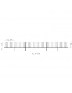 Recinzione da Giardino Punta a Lancia 10,2x1 m Acciaio Nero