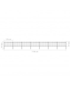 Recinzione da Giardino Punta a Lancia 11,9x1 m Acciaio Nera