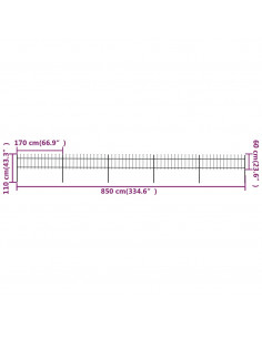 Recinzione da Giardino Punta a Lancia 8,5x0,6 m Acciaio Nera