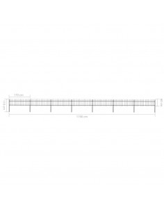 Recinzione da Giardino Punta a Lancia Acciaio 11,9x0,6 m Nera