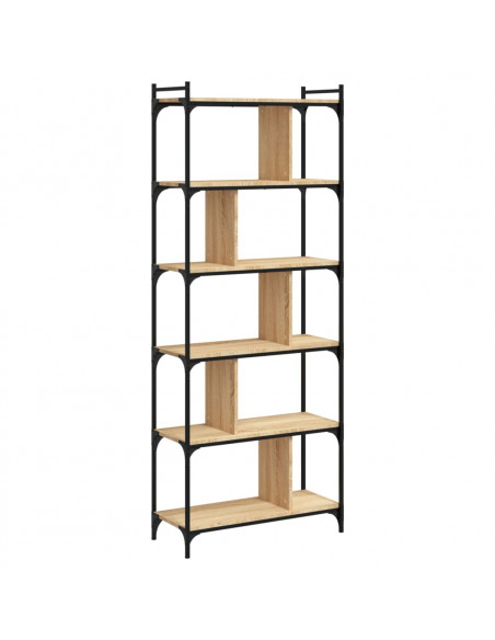 Libreria Rovere Sonoma 6 Ripiani 76x32x192 cm Legno Multistrato