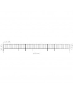 Recinzione da Giardino Punta a Lancia in Acciaio 15,3x1,2m Nera