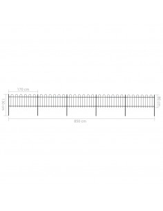 Recinzione da Giardino Punta Tonda 8,5x0,8 m Acciaio Nera