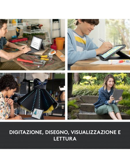 Logitech Rugged Folio QWERTY Italiano Smart Connector Grafite