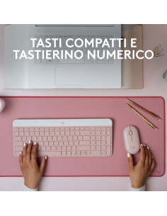 Logitech MK470 Slim Combo tastiera Mouse incluso Ufficio RF Wireless QWERTY Italiano Rosa 2