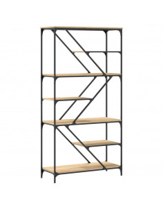 Libreria Rovere Sonoma 91x36x176 cm Legno Multistrato e Acciaio