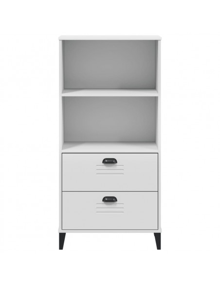 Libreria VIKEN Bianca 60x35x123 cm in Legno Massello di Pino