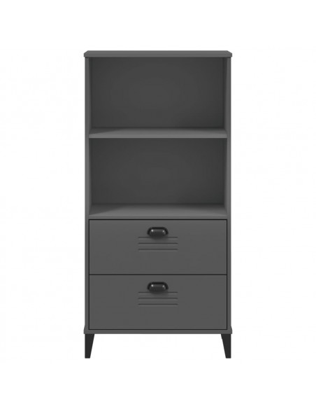 Libreria VIKEN Grigio Antracite 60x35x123cm Legno Massello Pino