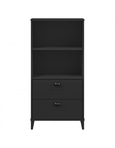 Libreria VIKEN Nera 60x35x123 cm in Legno Massello di Pino