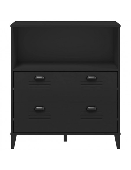Libreria VIKEN Nera 80x40x90 cm in Legno Massello di Pino