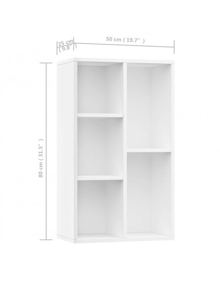 Libreria/Credenza Bianca 50x25x80 cm in Legno Multistrato