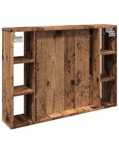 Mobile a Specchio LED Legno Antico 76x15x55 cm Multistrato