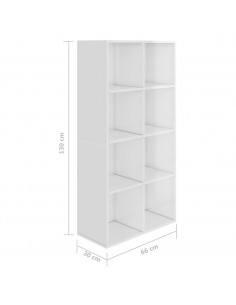 Libreria/Credenza Bianco Lucido 66x30x130 cm Legno Multistrato