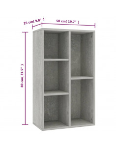 Libreria/Credenza Grigio Cemento 50x25x80 cm Legno Multistrato