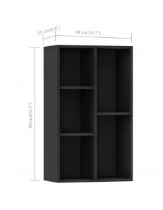 Libreria/Credenza Nera 50x25x80 cm in Legno Multistrato