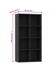 Libreria/Credenza Nera 66x30x130 cm in Legno Multistrato